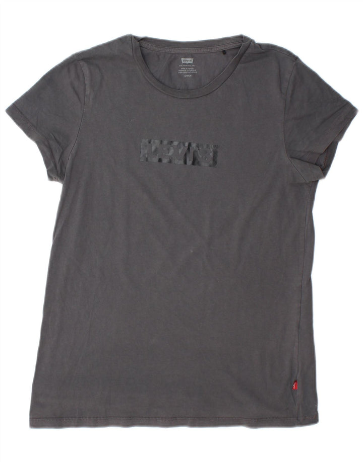 Camiseta feminina gráfica Levi's UK 10 algodão cinza pequeno