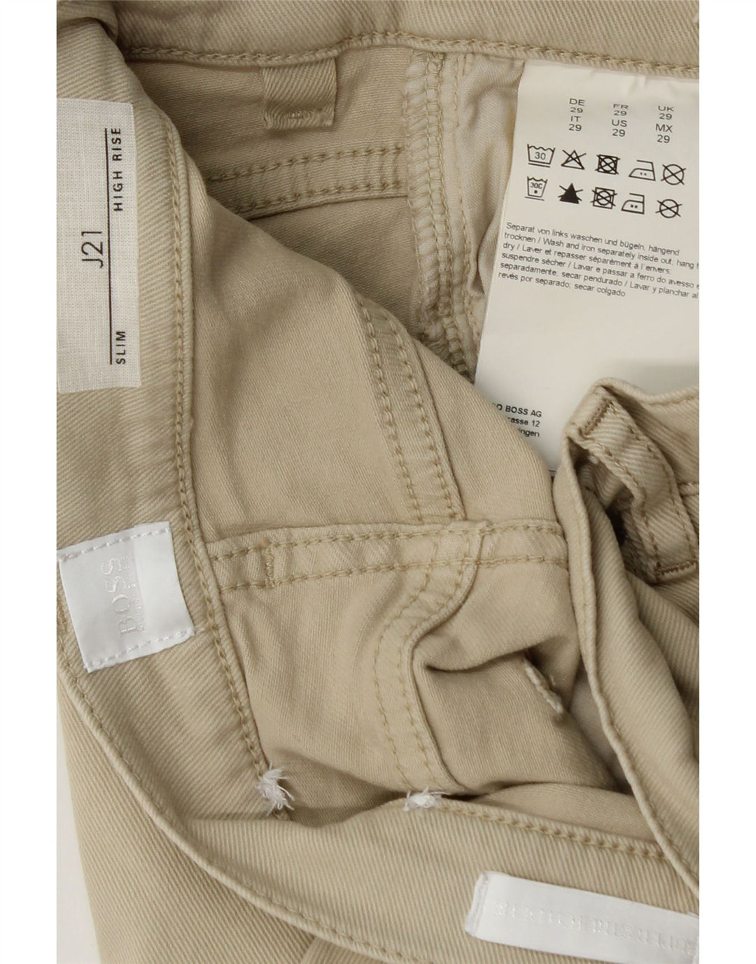 HUGO BOSS Jeans feminino cintura alta slim W29 L28 algodão verde