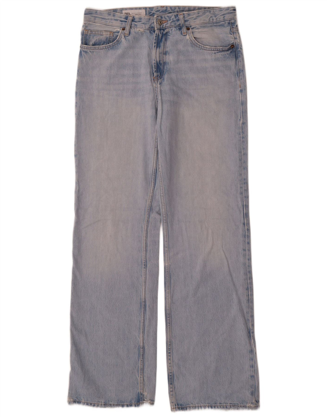 Calça jeans reta feminina Zara EU 42 grande W32 L33 algodão azul