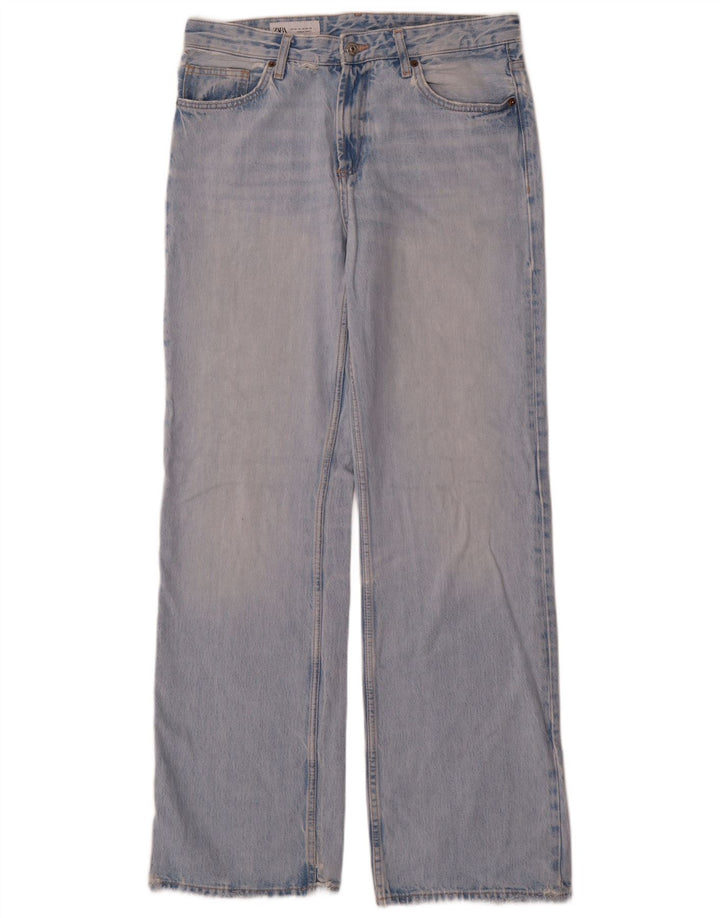 Calça jeans reta feminina Zara EU 42 grande W32 L33 algodão azul