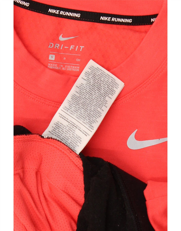 Nike Womens Dri Fit Oversized Top Manga Longa Reino Unido 10 Pequeno Colorblock Vermelho