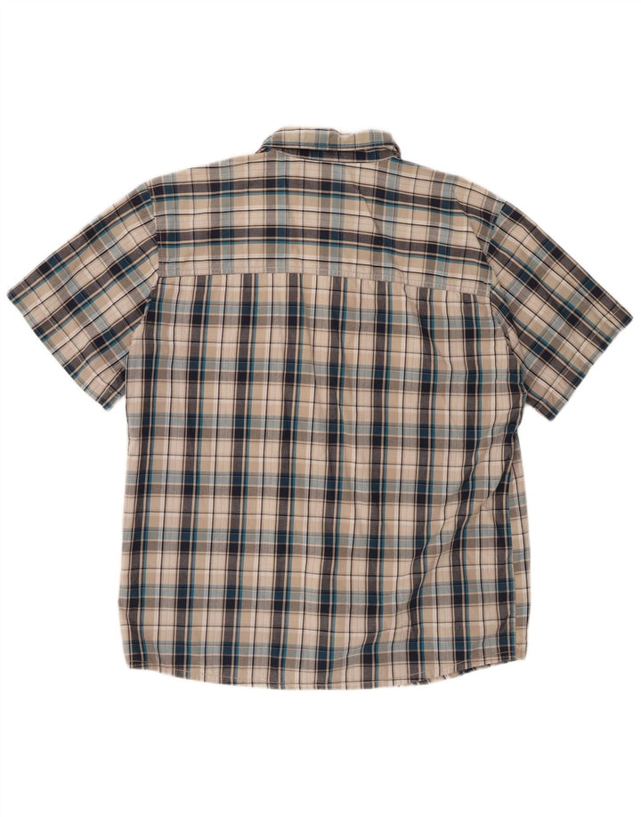 JACK WOLFSKIN Camisa masculina de manga curta xadrez cinza médio
