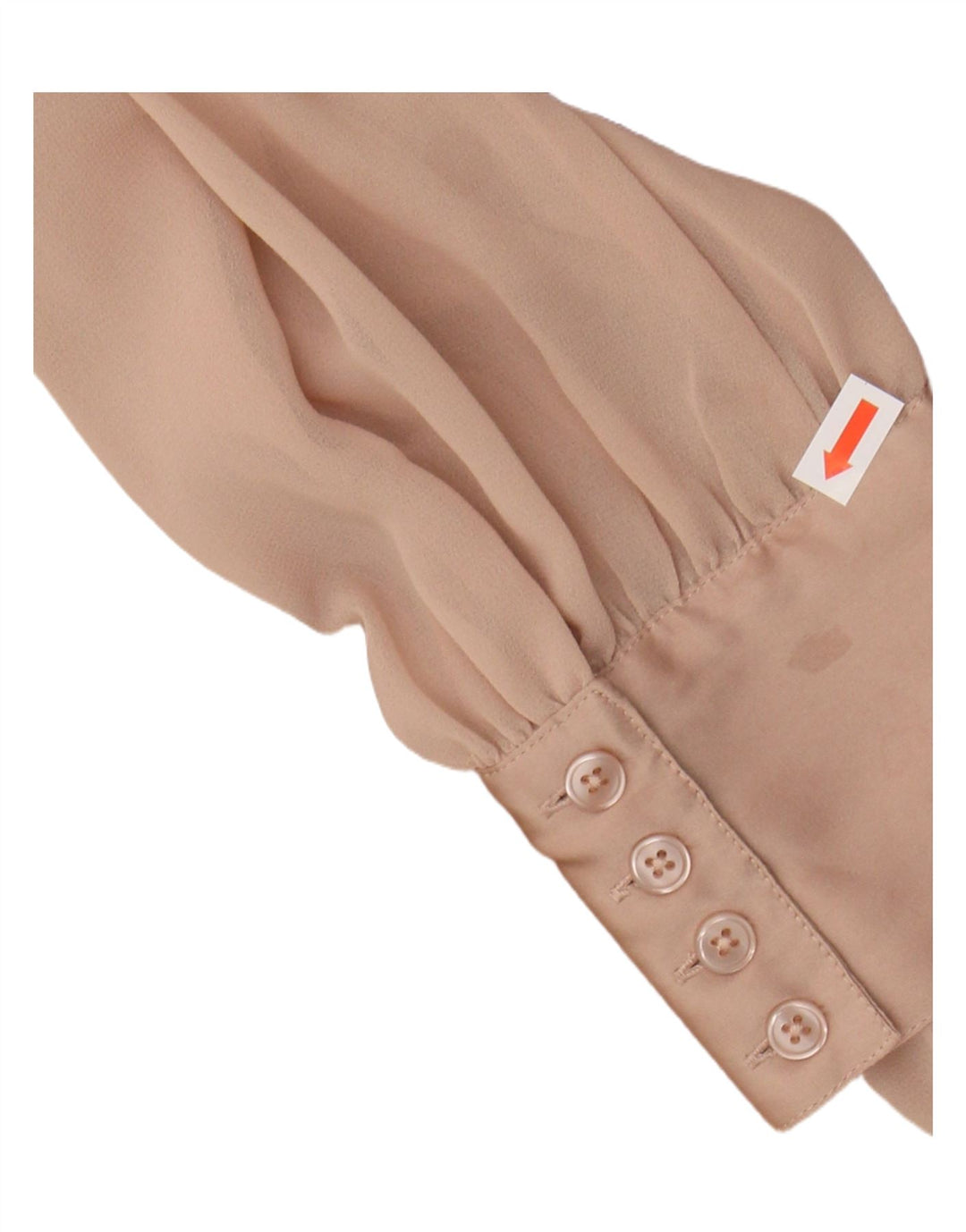 Blusa feminina Viyella com babados na frente, Reino Unido 10, pequeno, bege, poliéster