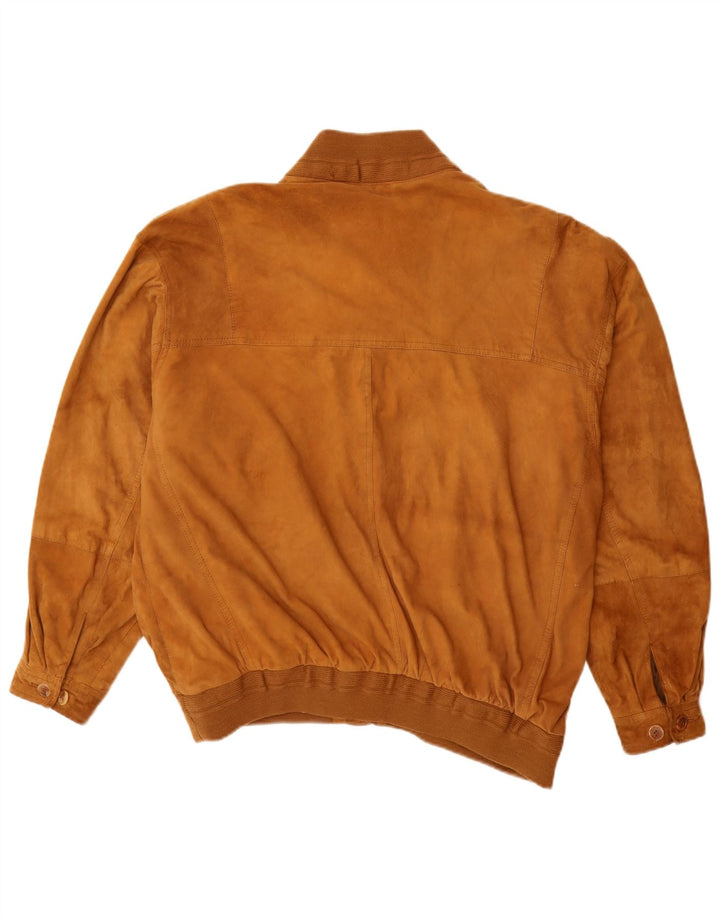 Jaqueta masculina vintage de camurça UK 42 XL couro marrom