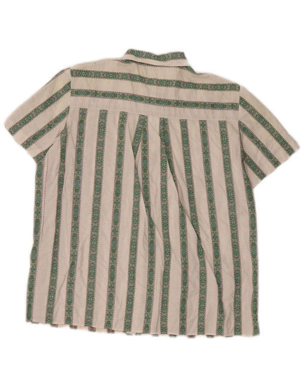 Camisa feminina vintage de manga curta UK 16 grande listrada branca
