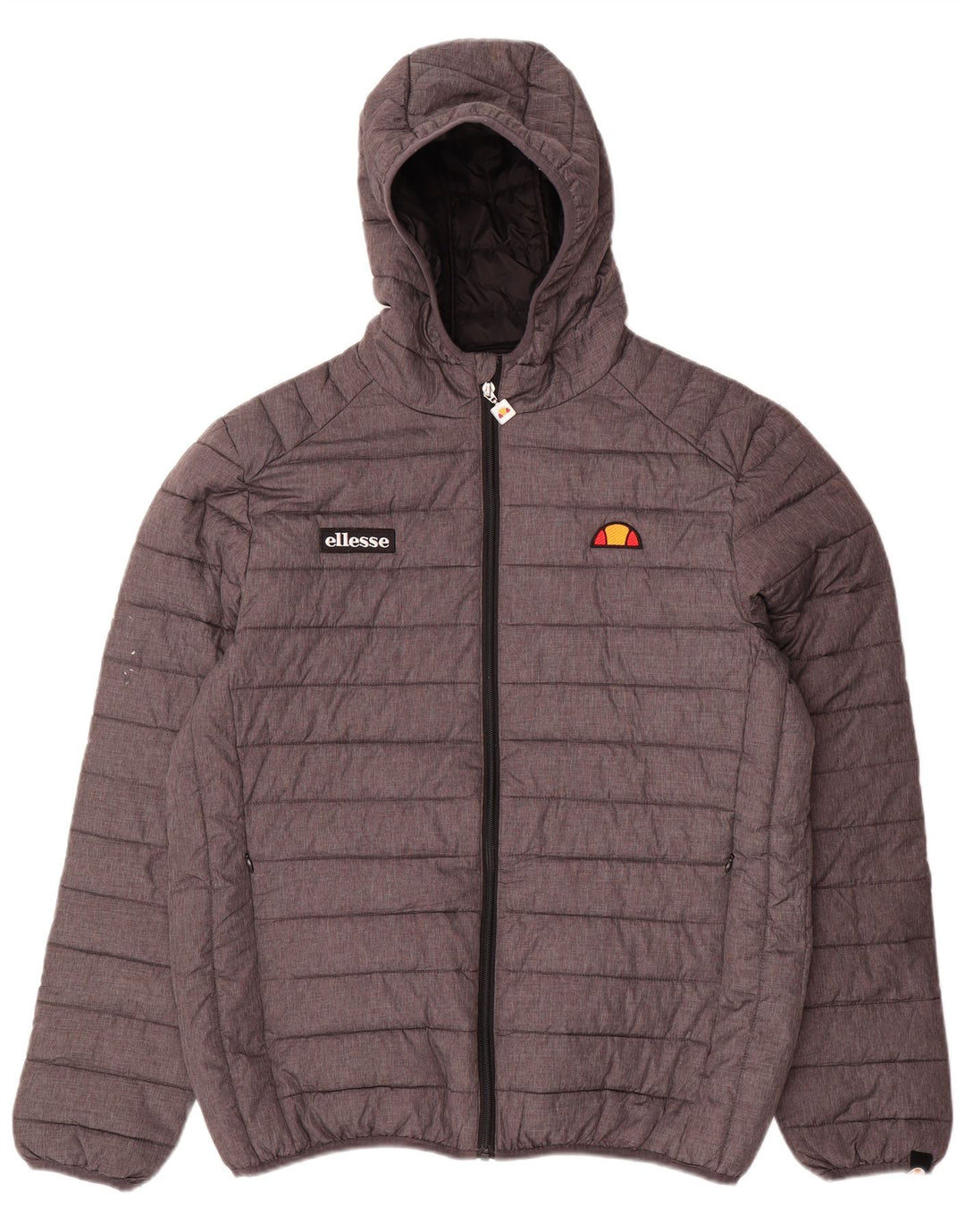 Jaqueta masculina acolchoada com capuz Ellesse UK 42 XL cinza poliamida