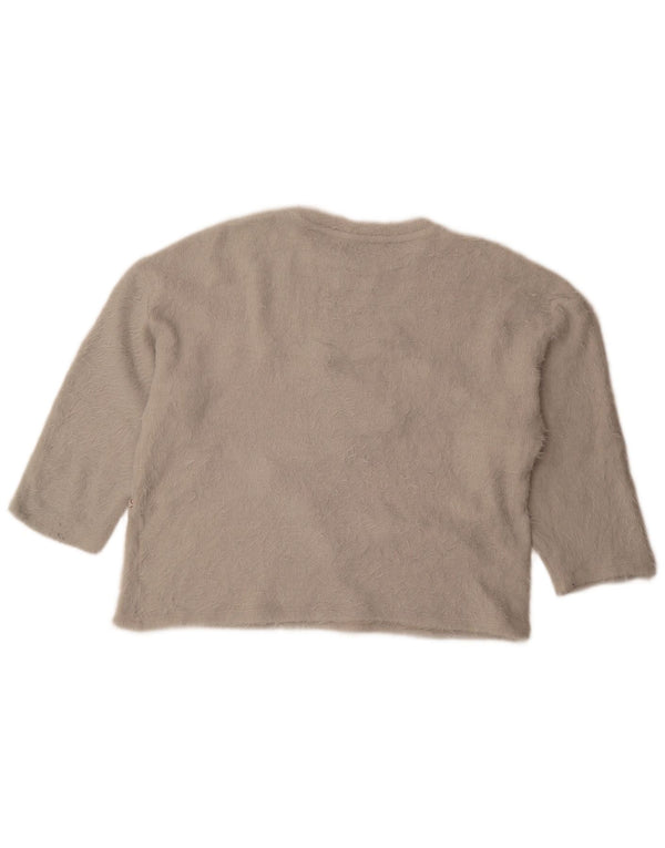 Zara Suéter feminino Trafaluc manga 3/4 com gola redonda Reino Unido 14 cinza médio