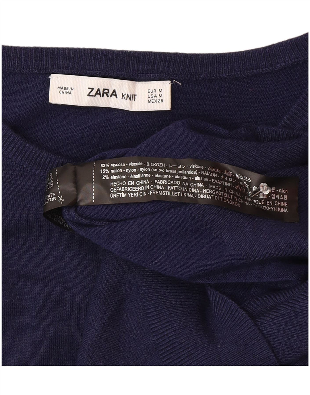 Suéter cardigã feminino Zara Reino Unido 12 médio azul marinho