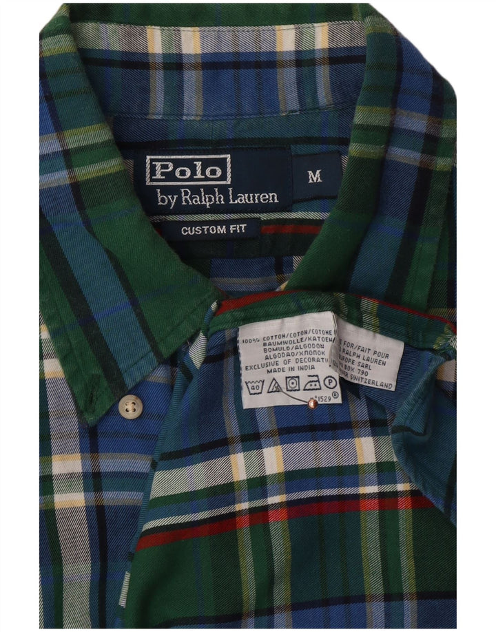 POLO RALPH LAUREN Camisa masculina de flanela com ajuste personalizado, algodão xadrez verde médio