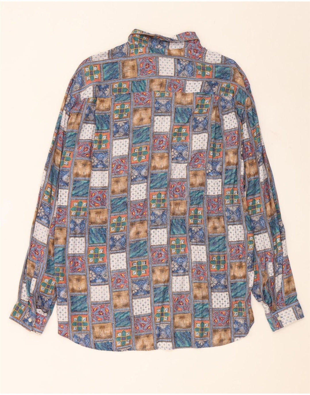 Topman Camisa masculina grande multicolorida patchwork viscose