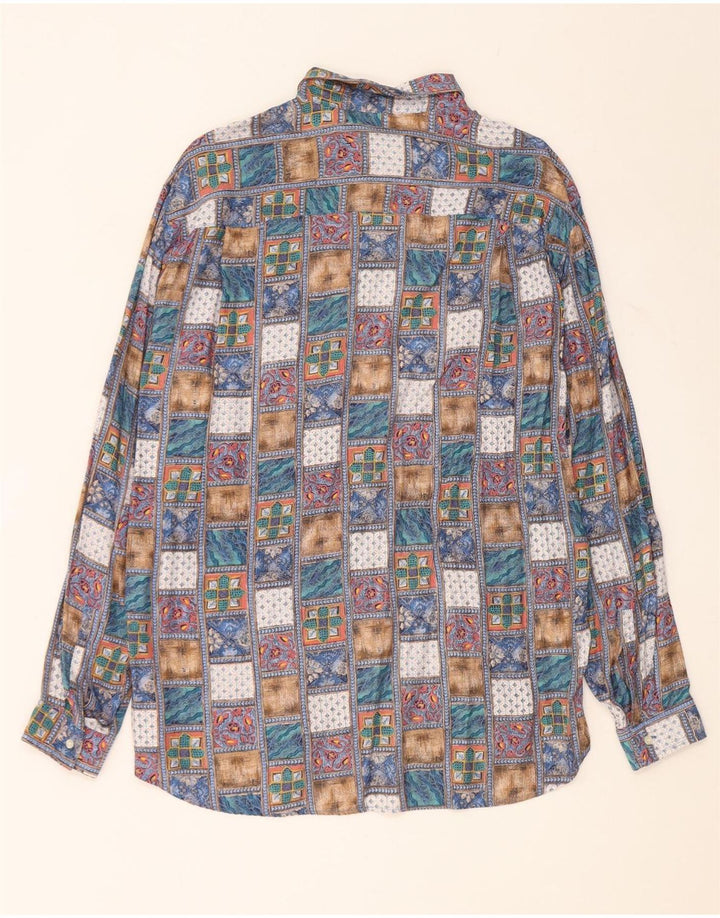 Topman Camisa masculina grande multicolorida patchwork viscose