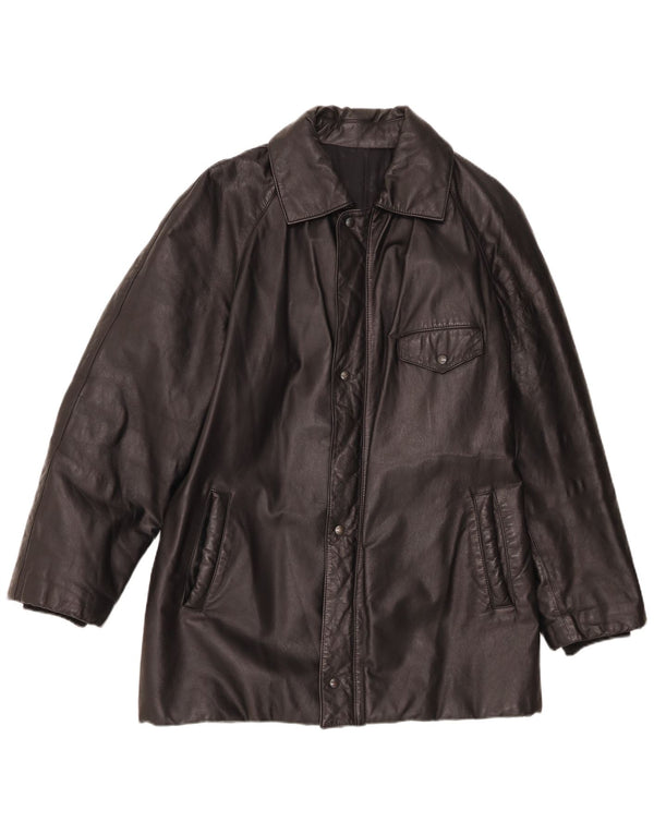Jaqueta de couro masculina vintage IT 48 média preta