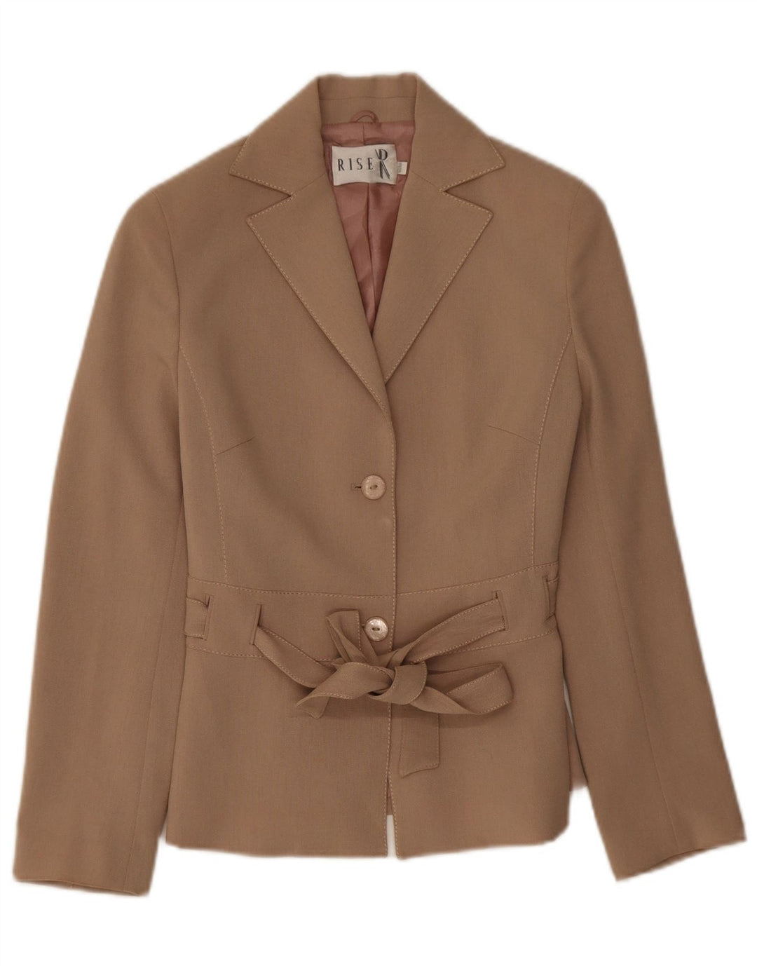 Jaqueta blazer feminina vintage com 2 botões Reino Unido 8 pequena bege