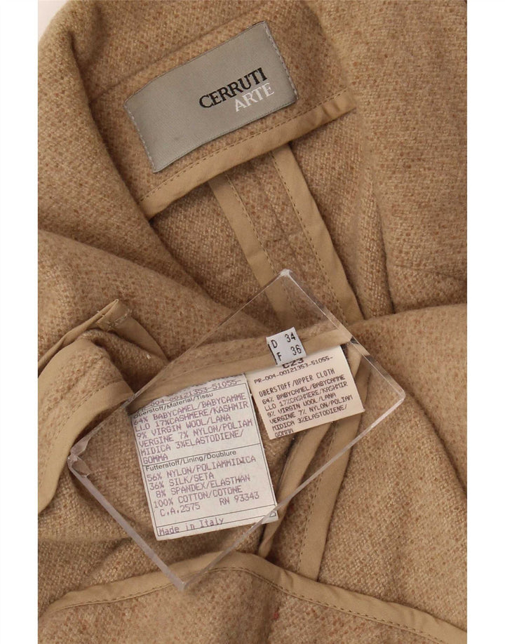 Cerruti Jaqueta Blazer Feminina com 2 Botões EU 36 Pequeno Camelhair Bege