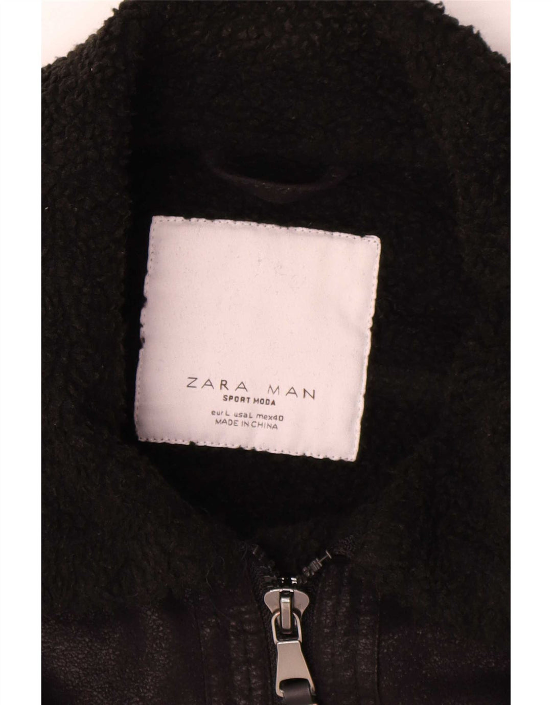 Zara Mens Jaqueta Sherpa Reino Unido 40 Grande Preto