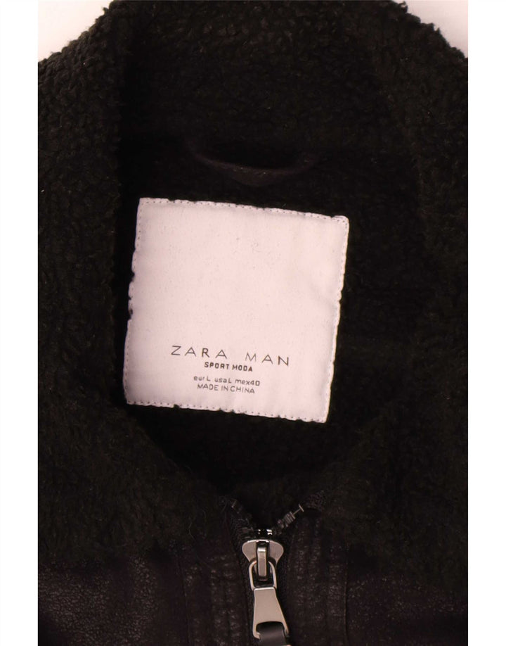 Zara Mens Jaqueta Sherpa Reino Unido 40 Grande Preto