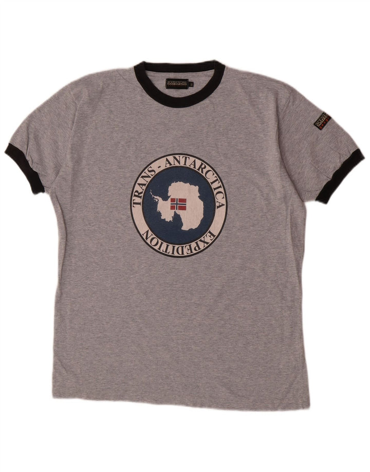Camiseta masculina Napapijri com estampa gráfica cinza médio algodão