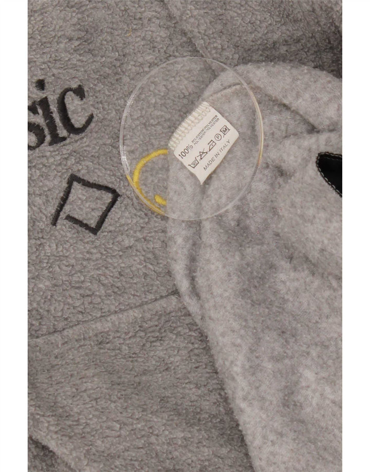 Jumper básico de lã com pescoço e zíper masculino grande poliéster geométrico cinza