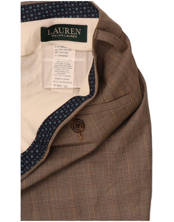 POLO RALPH LAUREN Calça masculina reta W34 L30 marrom Houndstooth