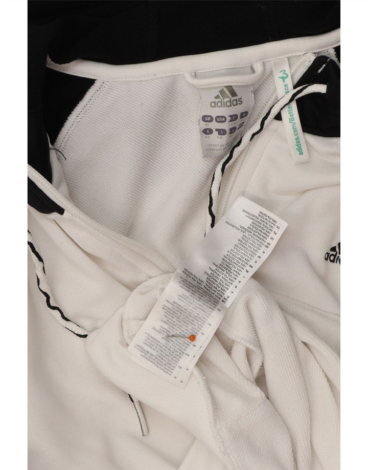 ADIDAS Womens Zip Hoodie Sweater UK 16 Grande Branco Colourblock Poliéster