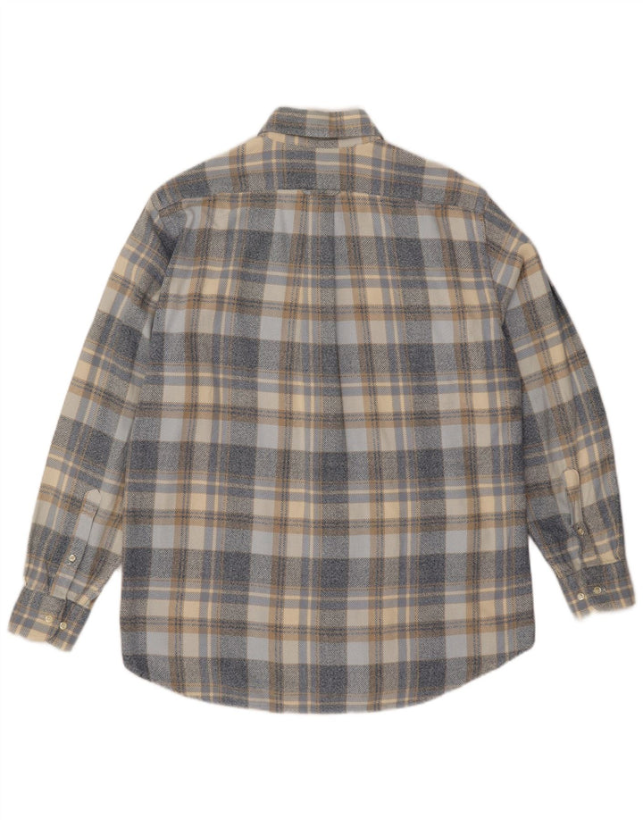 Camisa masculina de flanela Norton & Wilson tamanho 40 15 3/4 xadrez azul médio