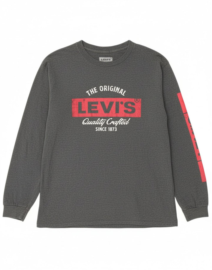 Top gráfico masculino LEVI'S manga comprida algodão cinza médio