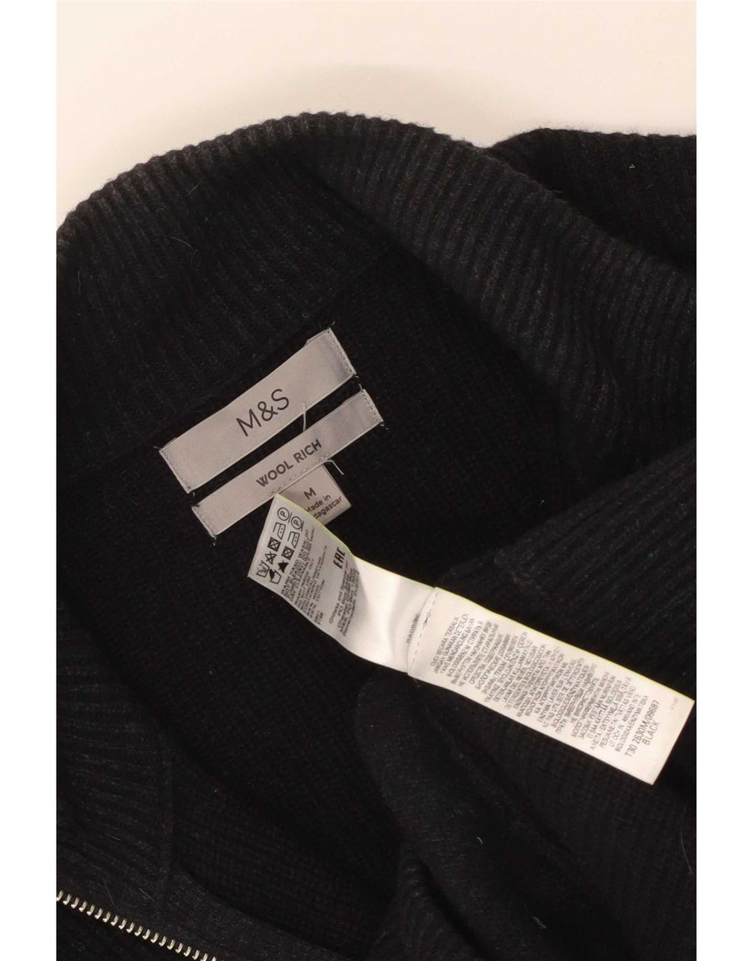 Suéter cardigã masculino Marks & Spencer de lã preta média