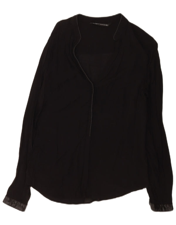 Blusa feminina de manga comprida Zara Reino Unido 14 grande preta