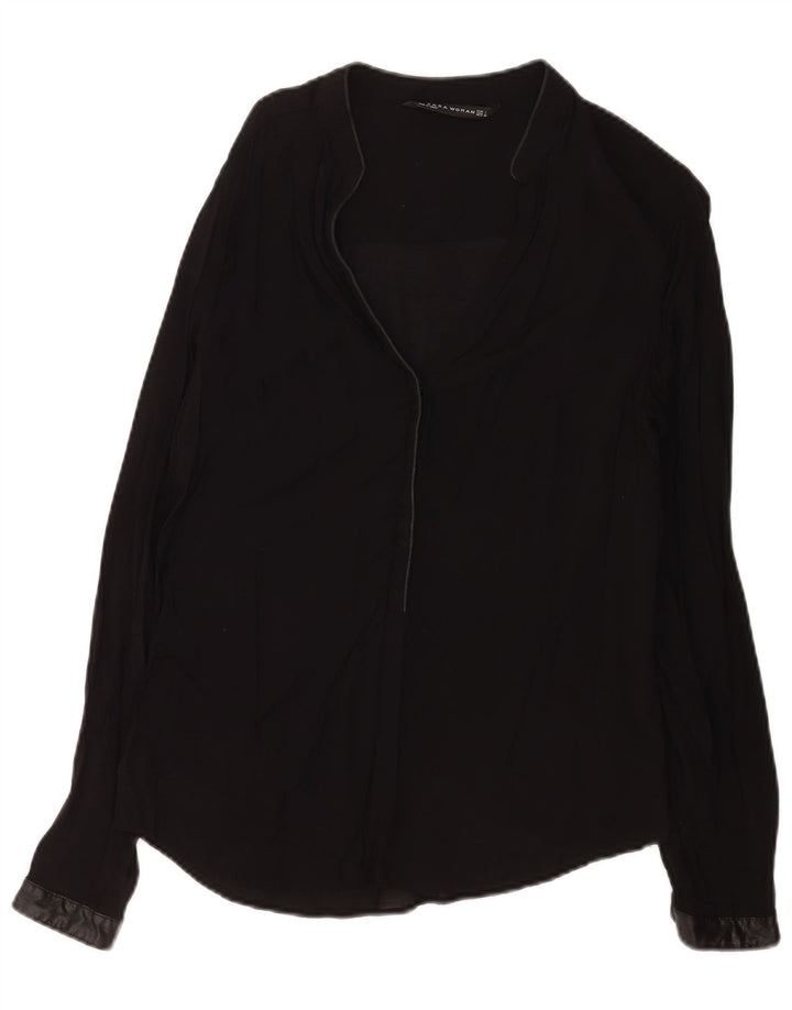 Blusa feminina de manga comprida Zara Reino Unido 14 grande preta