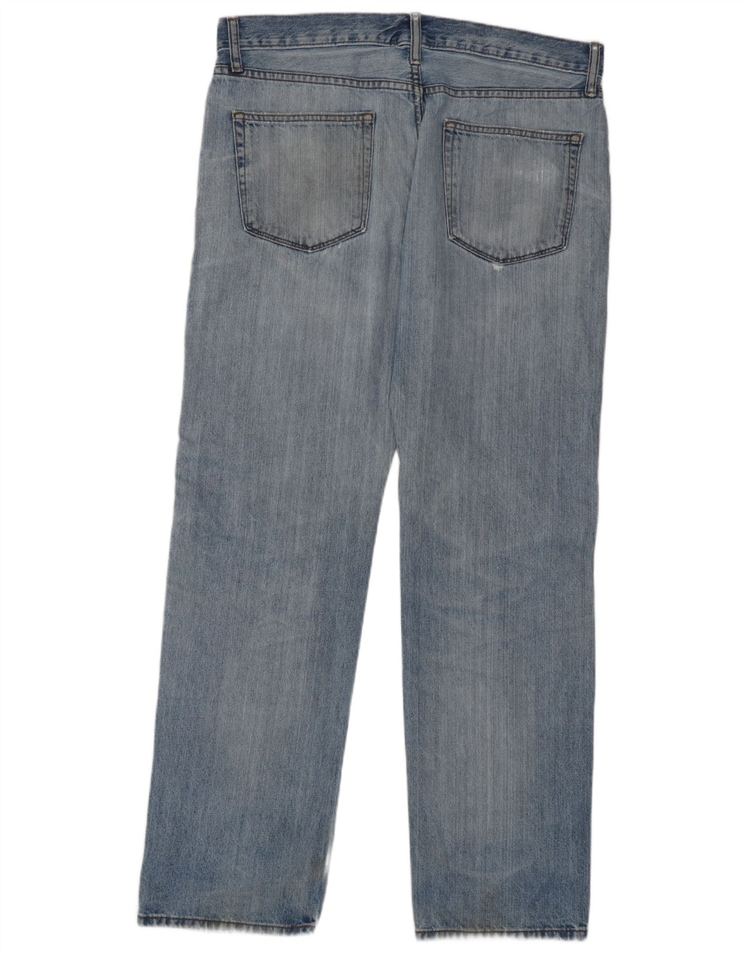 Marks & Spencer Calça jeans reta regular masculina desgastada W36 L31 algodão azul