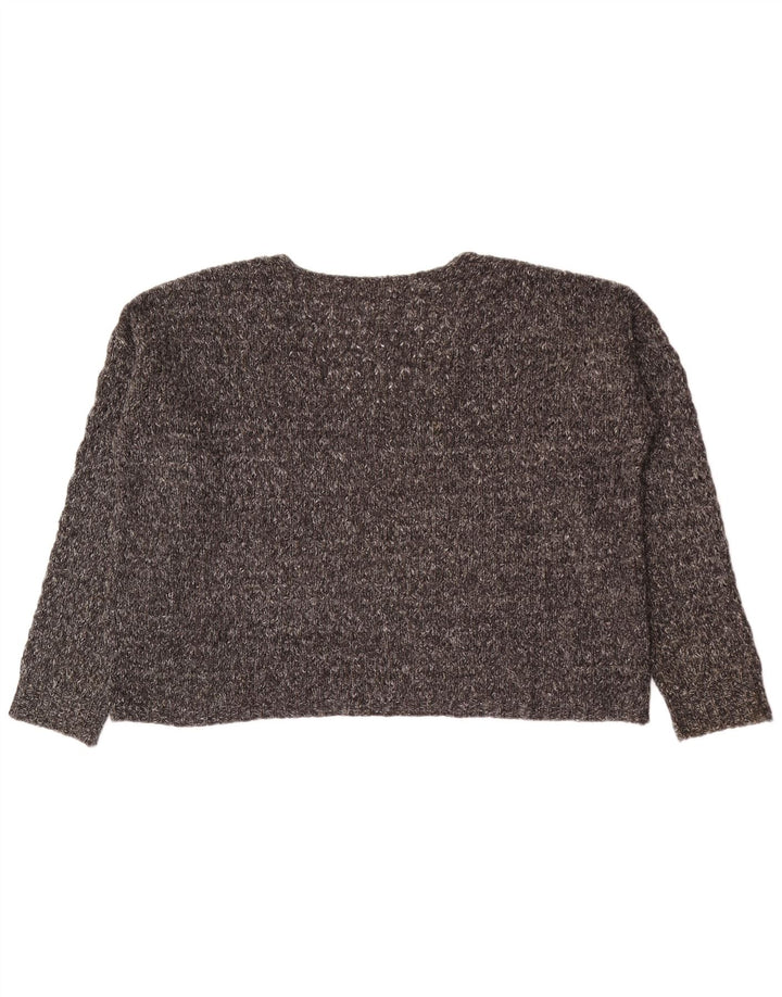Suéter feminino Zara com decote em V superdimensionado Reino Unido 14 cinza médio manchado