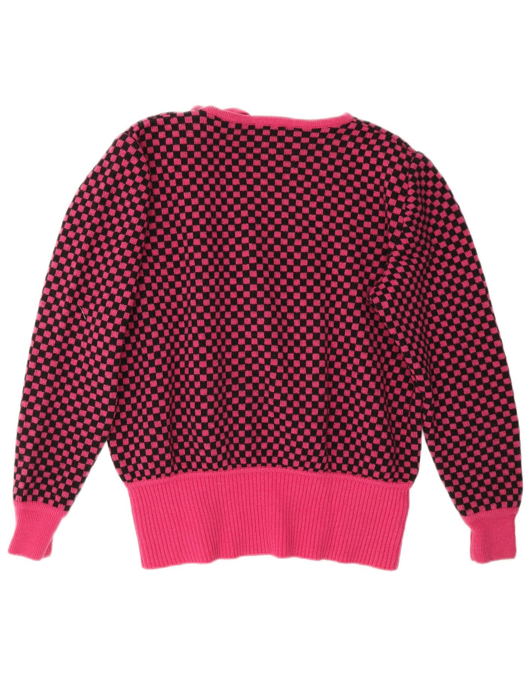 Suéter feminino Valentino com gola canoa IT 46 grande lã de guingão rosa