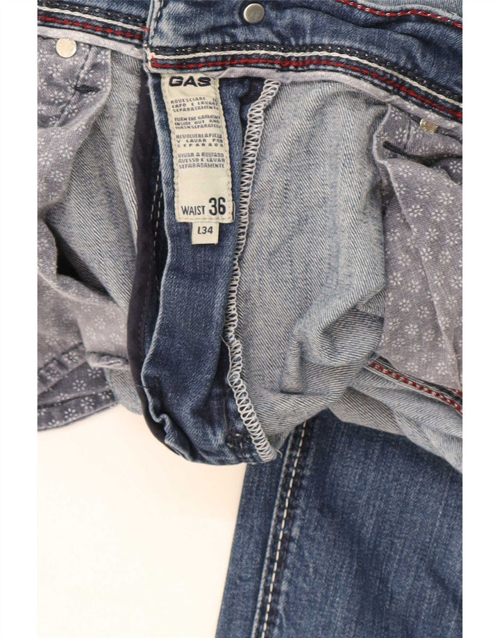 Gas Mens Slim Jeans W36 L34 Azul Algodão