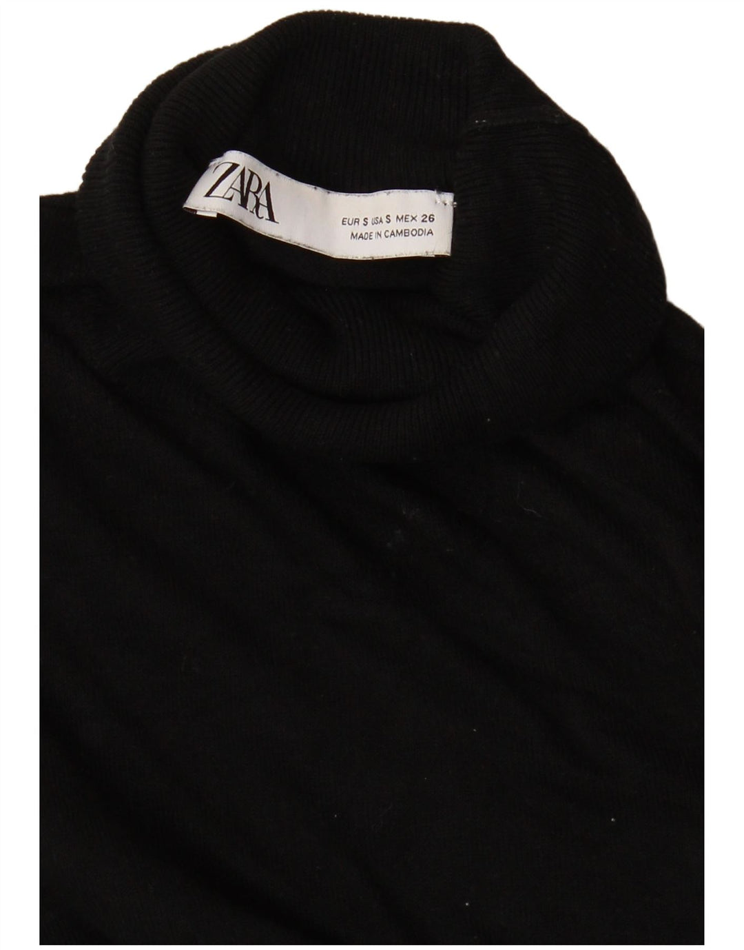 Zara Suéter feminino com gola redonda e gola redonda, preto pequeno, 10