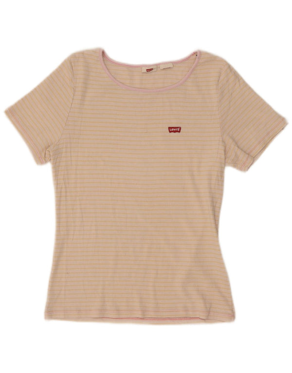 Camiseta Levi's Meninas 11-12 Anos Grande Algodão Listrado Bege