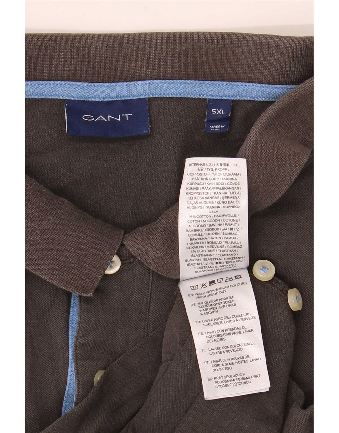 Camisa pólo masculina Gant 5XL algodão cinza