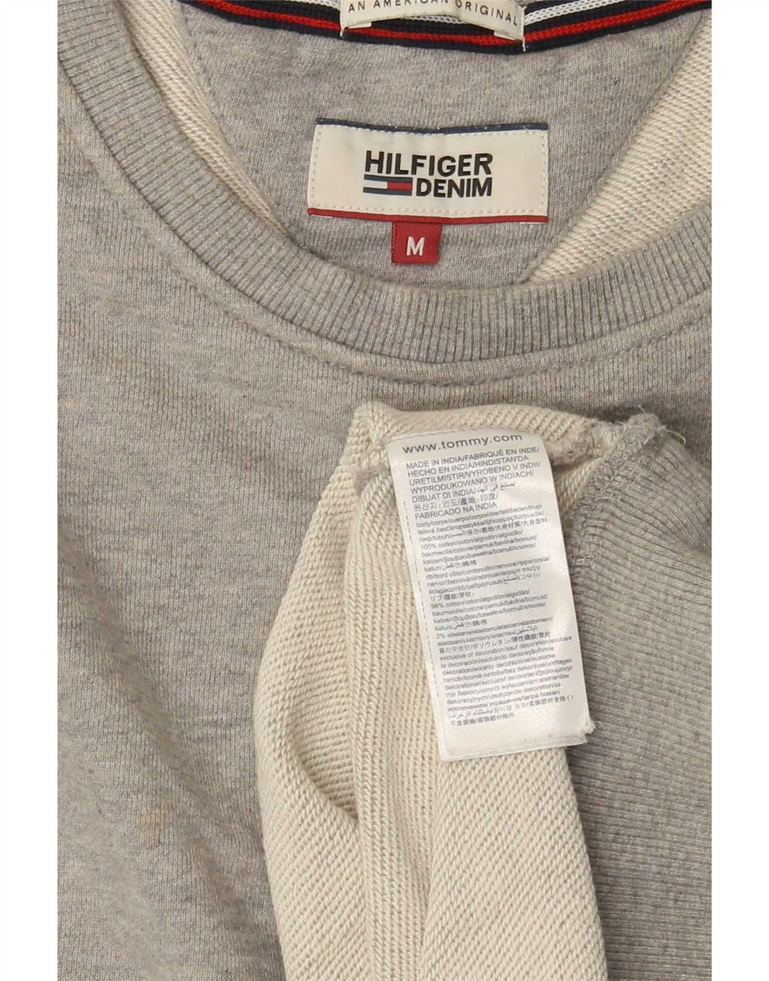 Tommy Hilfiger moletom gráfico masculino jumper médio algodão cinza