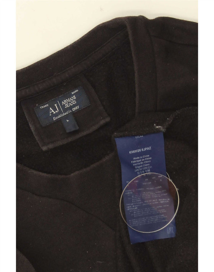 Suéter gráfico masculino Armani grande algodão preto