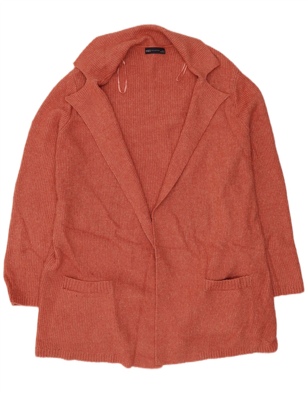 Suéter cardigã feminino longline MARKS & SPENCER Reino Unido 16 grande laranja