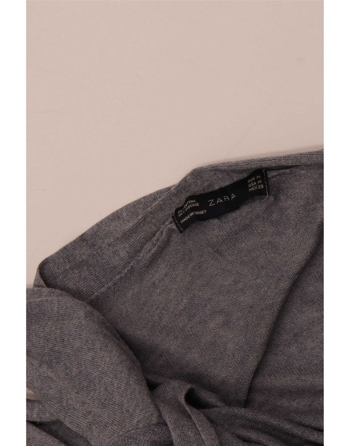Zara Suéter Cardigan Aberto Feminino Reino Unido 12 Cinza Médio