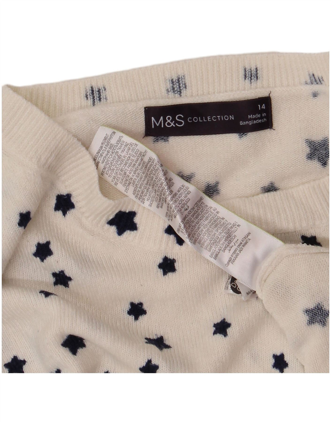 Suéter feminino Marks & Spencer com gola canoa Reino Unido 14 grande branco