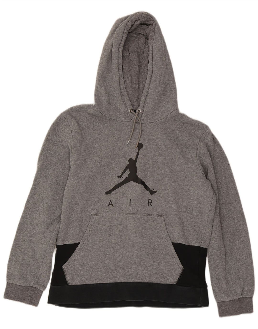 Jordan Mens Graphic Hoodie Jumper Médio Cinza Colorblock Algodão
