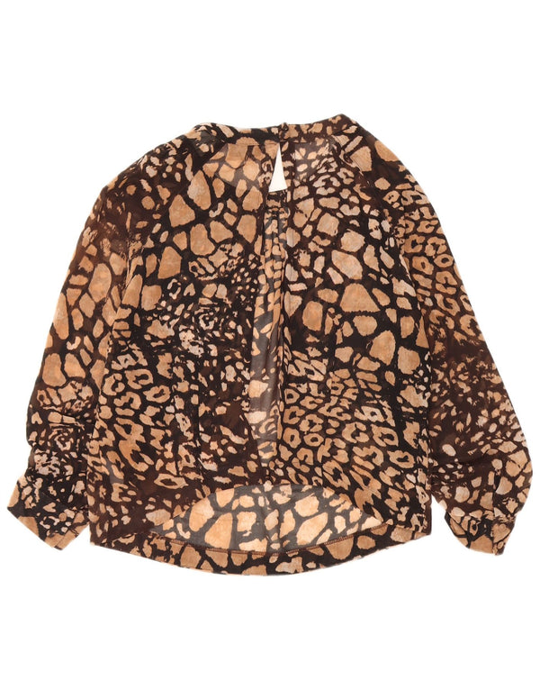 Blusa feminina Topshop manga 3/4 Reino Unido 14 grande marrom estampa animal