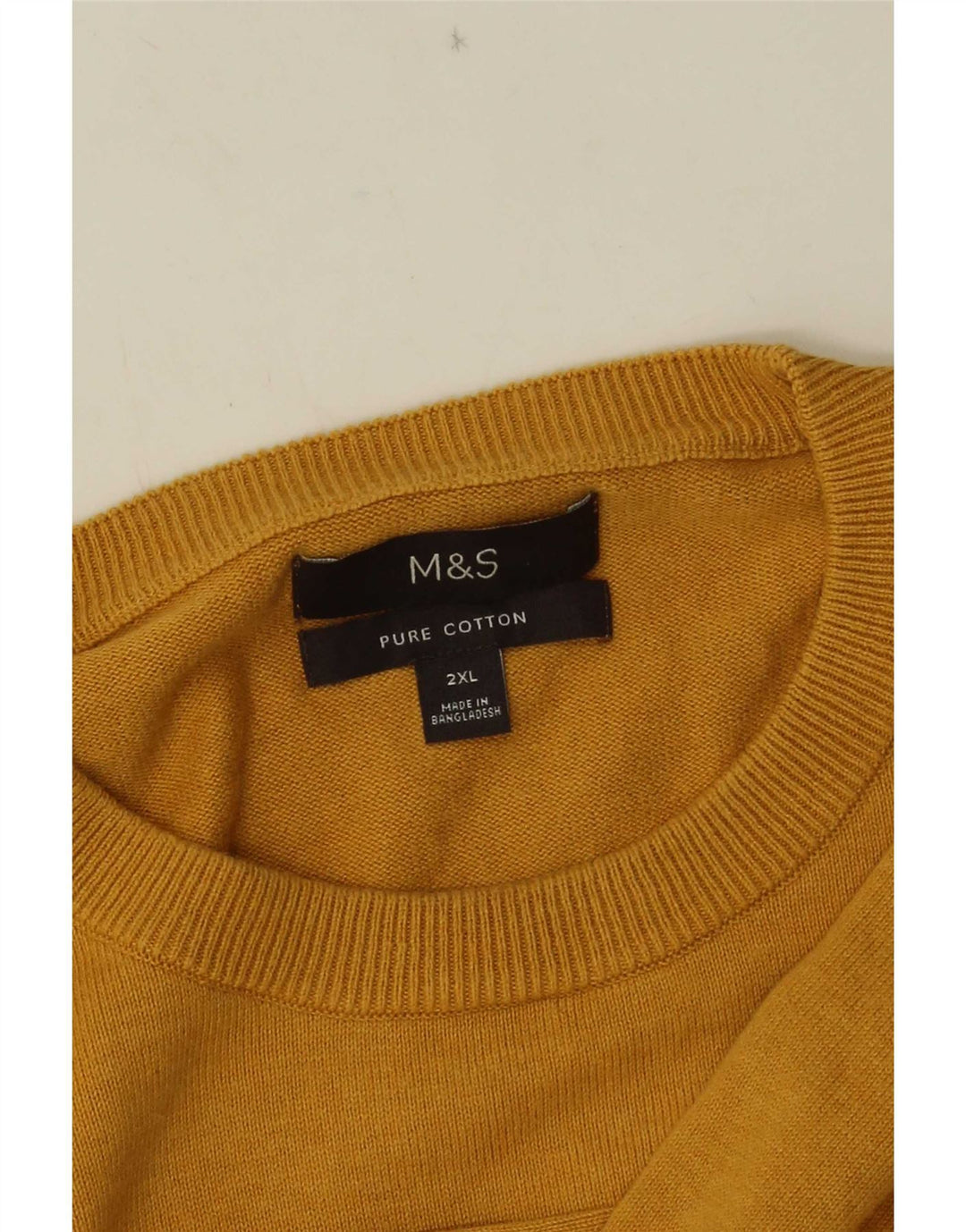 Suéter masculino Marks & Spencer com gola redonda 2XL amarelo