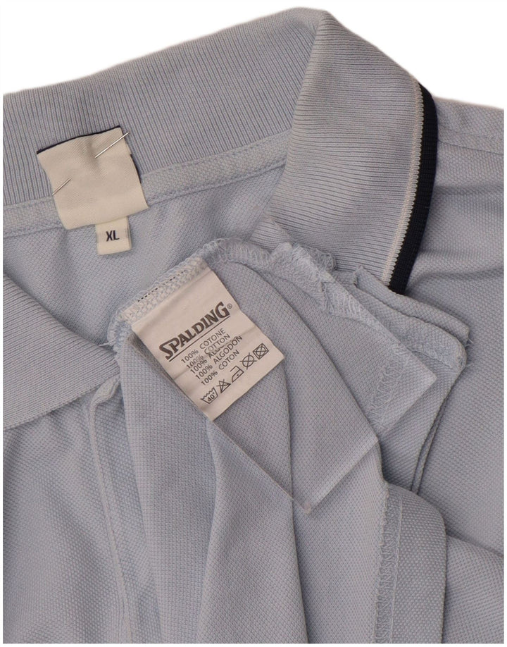 Camisa polo masculina Spalding de manga comprida XL azul algodão