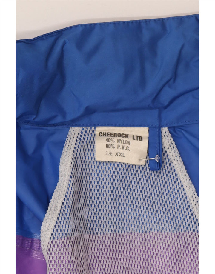 Jaqueta de chuva com capuz masculina vintage UK 44 2XL Colourblock multicolorido Nylon