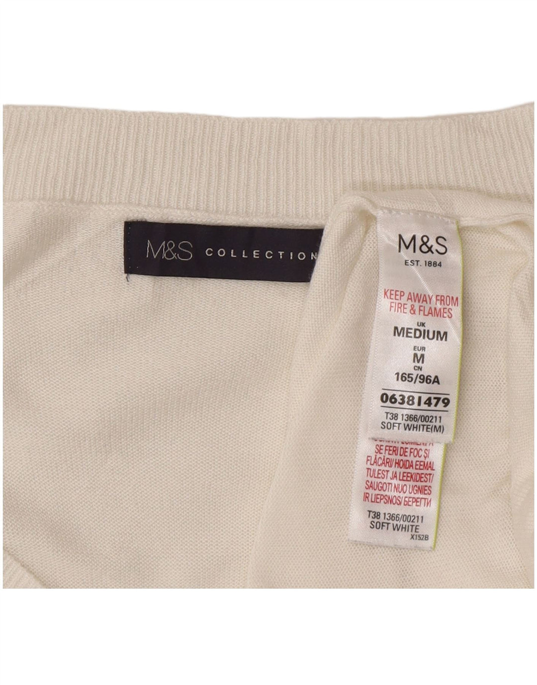 Suéter feminino Marks & Spencer com decote em V Reino Unido 14 médio branco floral