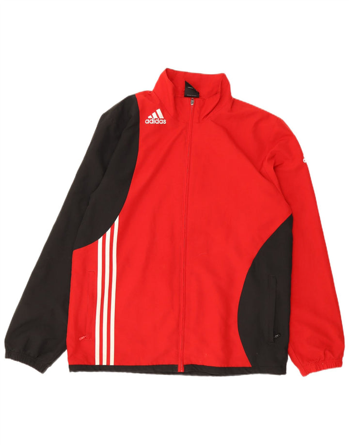 Adidas Mens Tracksuit Top Jacket UK 42/44 Grande Vermelho Colorblock Poliéster