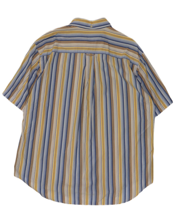 Lacoste Camisa masculina de manga curta tamanho 46 2XL listrado multicolorido