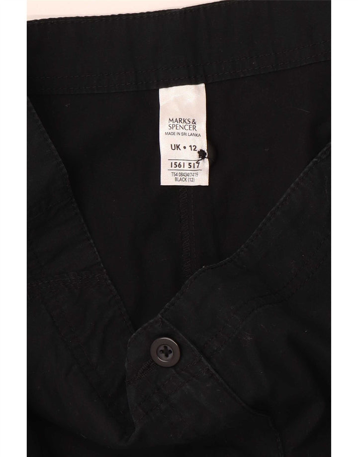 Shorts casuais femininos Marks & Spencer UK 12 médio W30 algodão preto